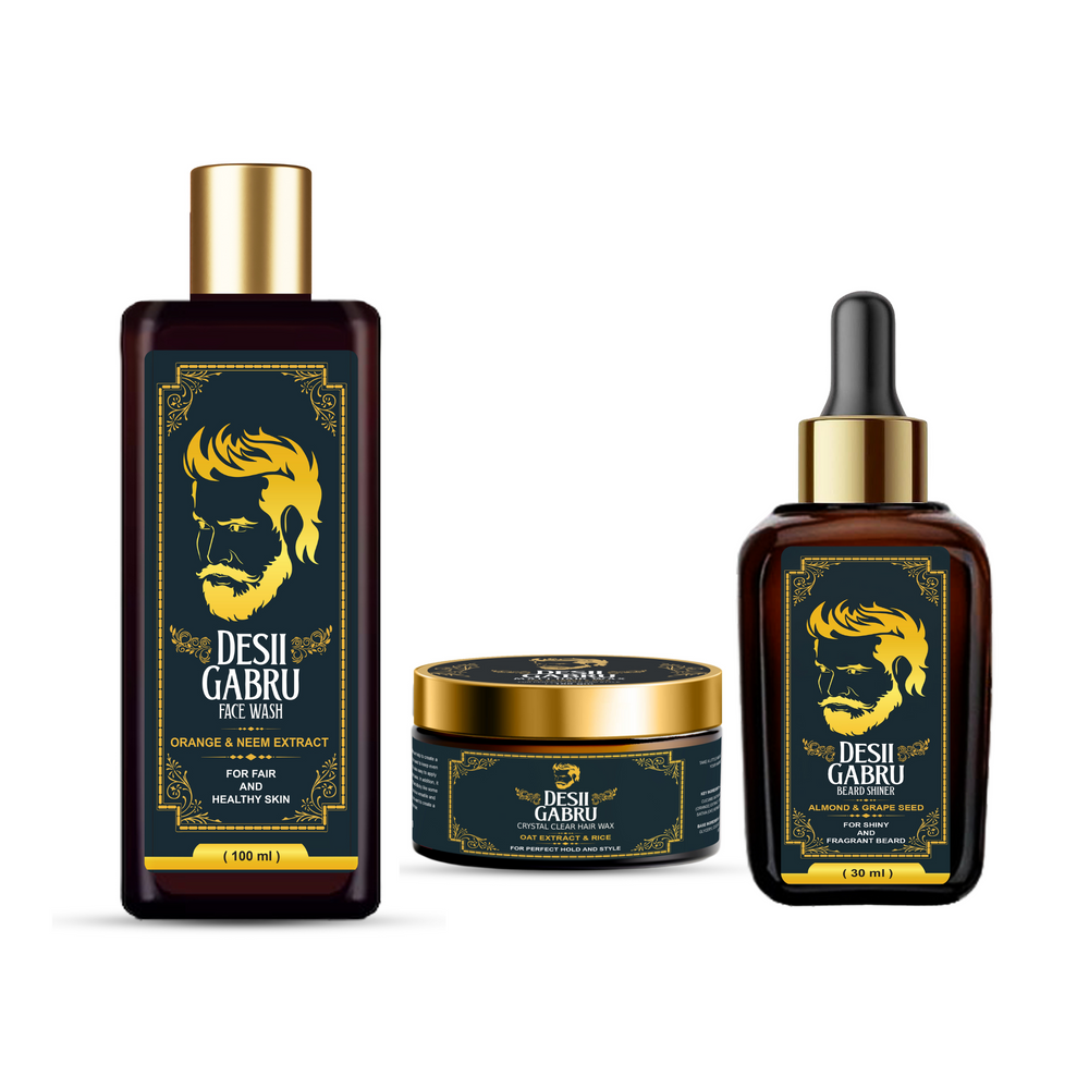 FACE WASH, BEARD SHINER & HAIR WAX