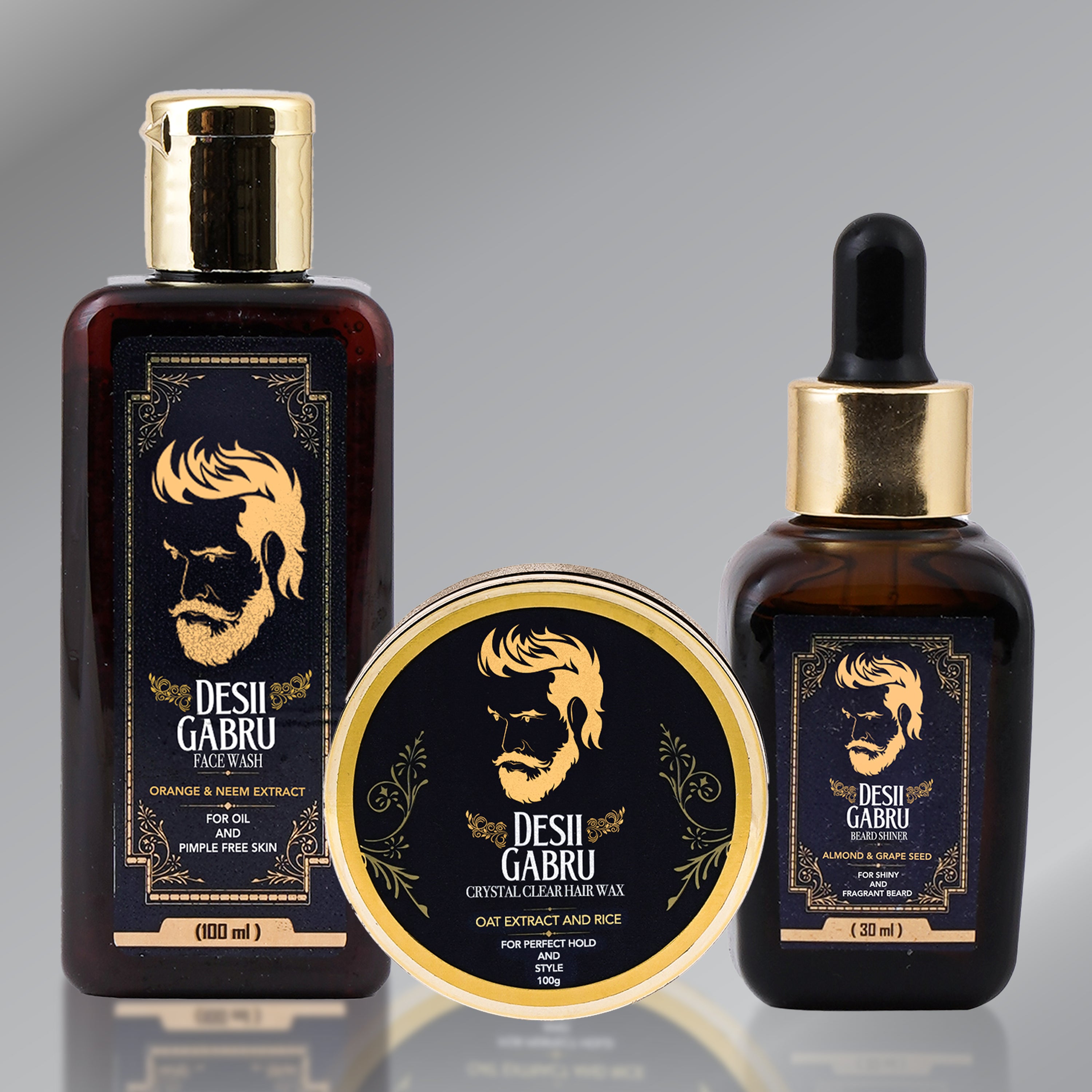 FACE WASH, BEARD SHINER & HAIR WAX Desiigabru